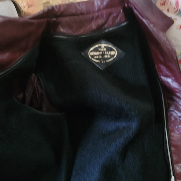 1970's Moto Men's Burgundy Oxblood Zip-Front Leather Jacket Double Lined - Picture 9 of 11